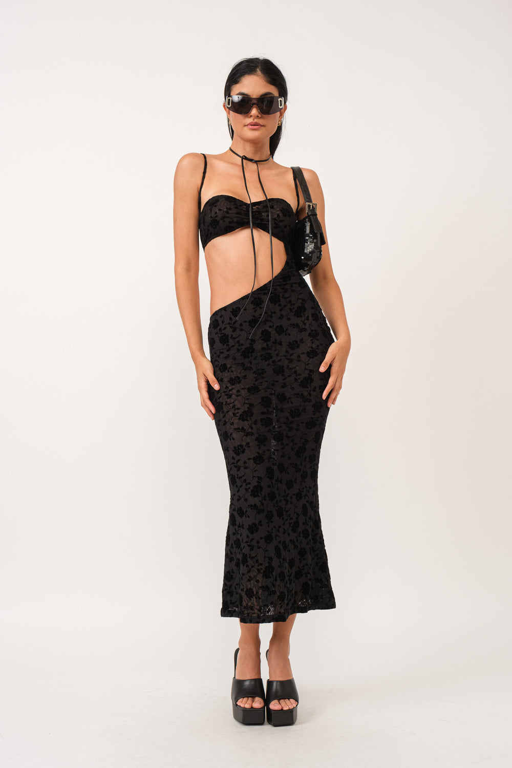 Floral Bloom Cut-Out Maxi Dress