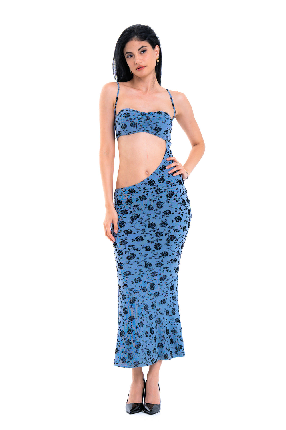 Floral Bloom Cut-Out Maxi Dress